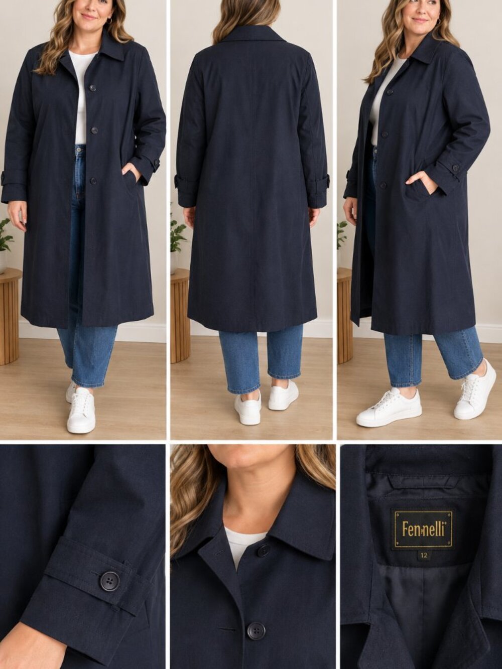 Fennelli Size 11/12 Navy Trench Coat
